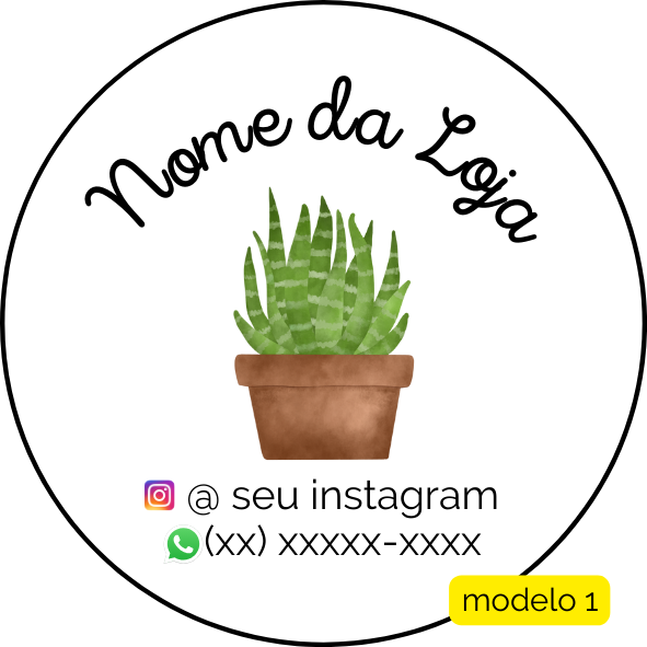 120 Adesivos Logotipo com Suculenta (4 cm)