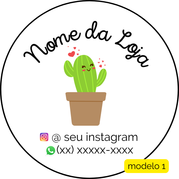 120 Adesivos Logotipo com Cacto (4 cm)