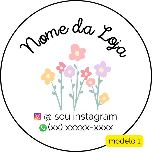 120 Adesivos Logotipo com Flores (4 cm)