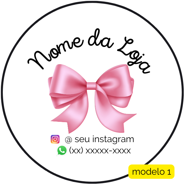120 Adesivos Logotipo com Laço (4 cm)