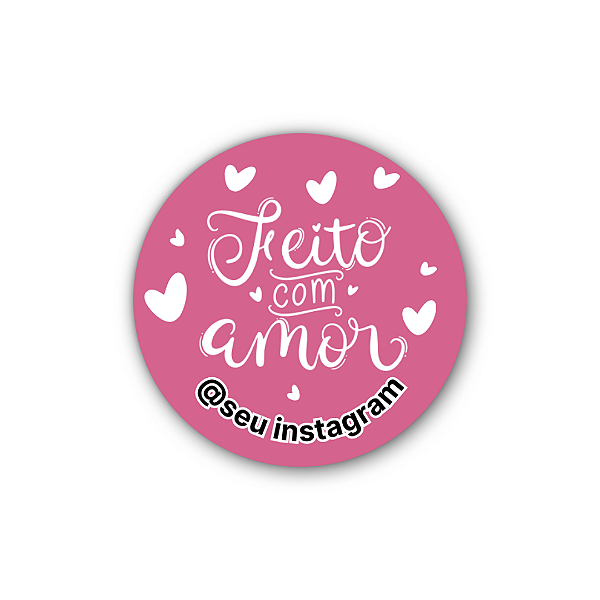 48 Adesivos c/ Instagram - Feito Com Amor (rosa,corações)