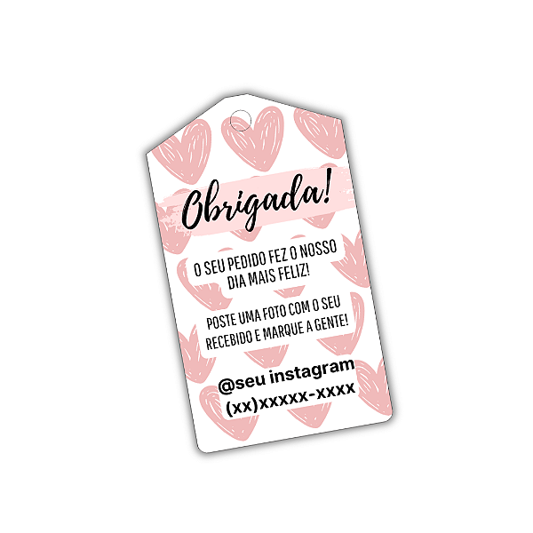 100 Tags - Obrigada! (corações rosas)