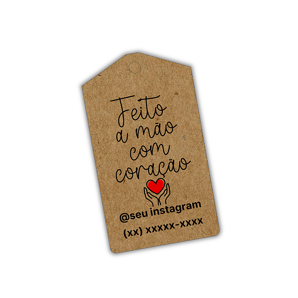 100 Tags Kraft - Feito á Mão com Coração