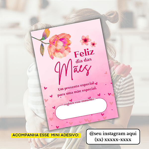Nº 1 - 50 Mini Panfleto Mães + 50 Mini Adesivos c/ Instagram e WhatsApp