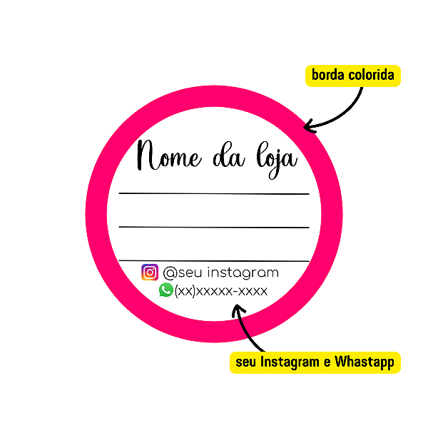 120 Adesivos Logotipo Com Borda Colorida e Linhas (4 cm)