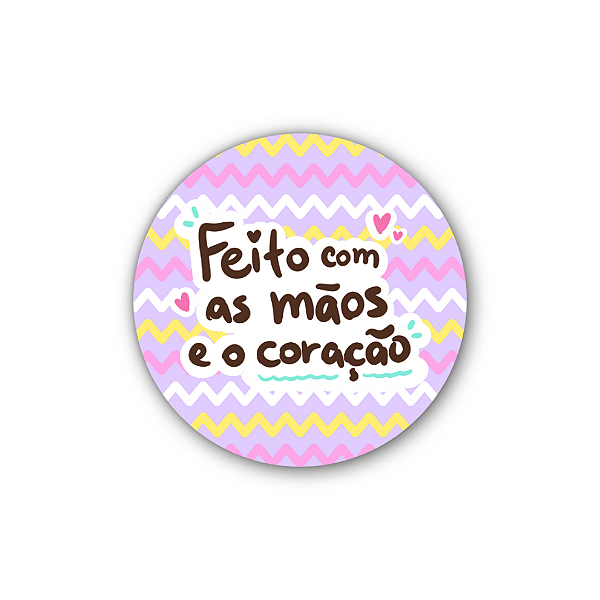 ULTIMAS UNIDADES - 48 Adesivos Produto Feito A Mão e com coração (ZIGZAG)