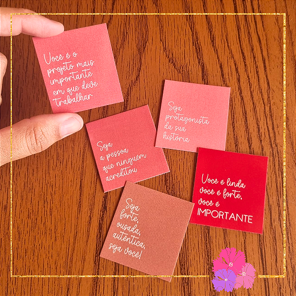 40 Mini Cards Frases Tons de Rosa