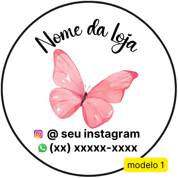 120 Adesivos Logotipo com Borboletas (4 cm)