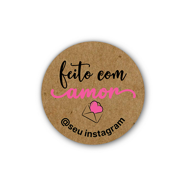 48 Adesivos c/ Instagram - Feito Com Amor (kraft, carta)