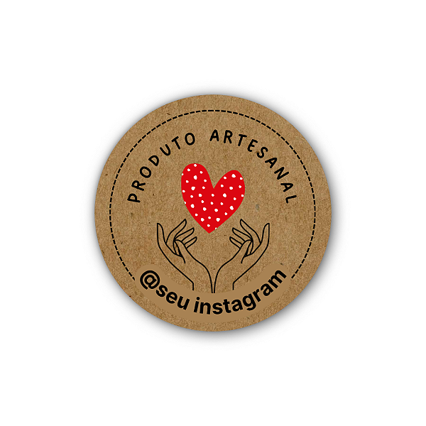 48 Adesivos c/ Instagram - Produto Artesanal (kraft, coração poa)