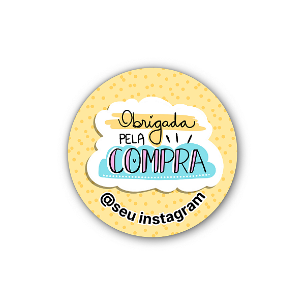 48 Adesivos c/ Instagram - Obrigada Pela Compra (amarelo)