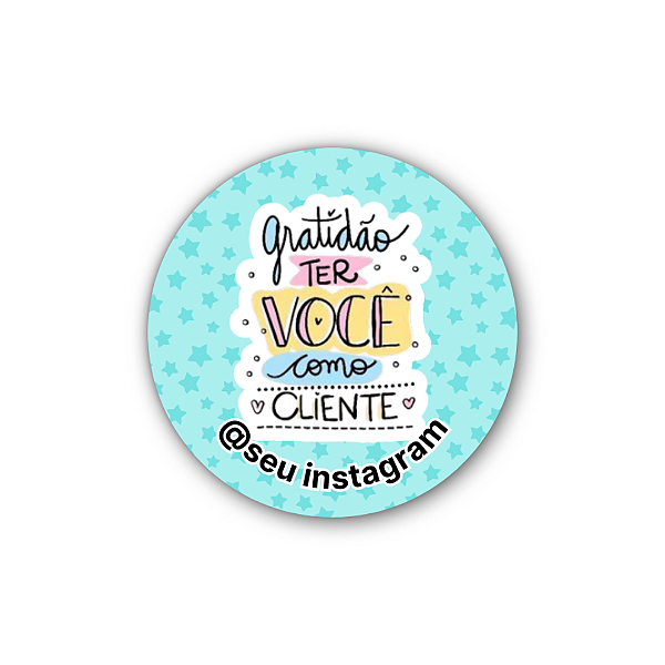 48 Adesivos c/ Instagram - Gratidão Ter Você Como Cliente (azul)