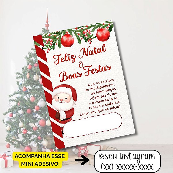 NATAL - Nº 1 - 50 Mini Panfleto + 50 Mini Adesivos c/ Instagram e WhatsApp