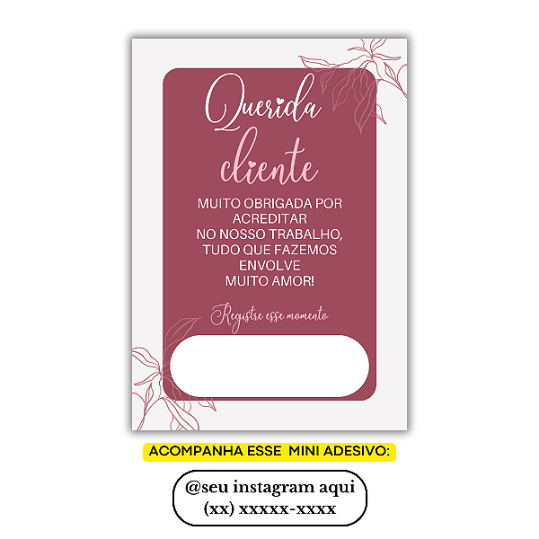 Nº 25 - 100 Mini Panfleto + 100 Mini Adesivos c/ Instagram e Celular