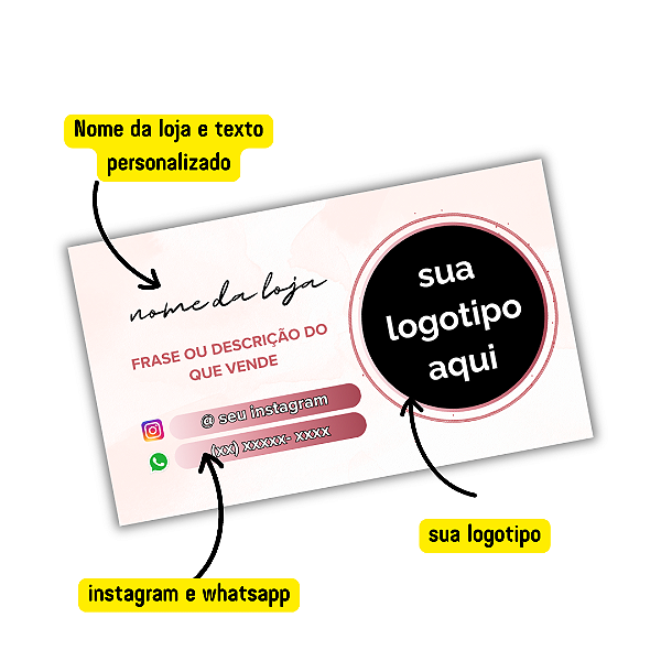 MODELO 3 - Cartão de Visita Com Texto, Instagram e Whatsapp