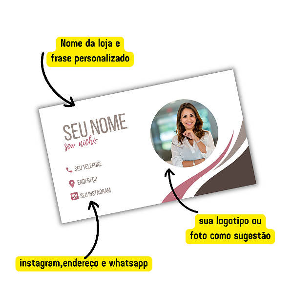 MODELO 4 - Cartão de Visita Com Texto, Instagram e Whatsapp