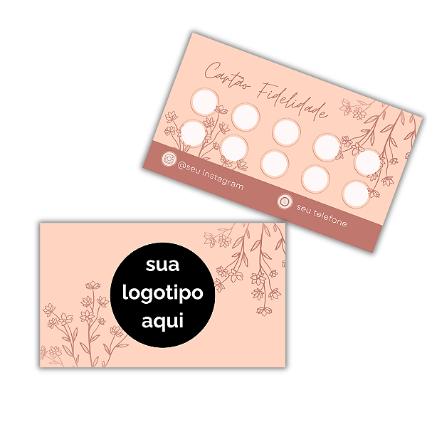 MODELO 3 - Cartão Fidelidade com sua logotipo, Frase, Instagram e Whatsapp