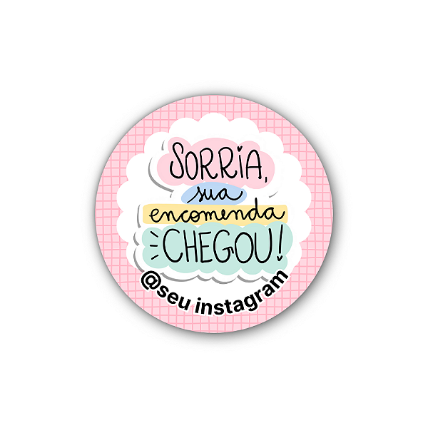48 Adesivos c/ Instagram - Sorria Sua Encomenda Chegou (rosa)