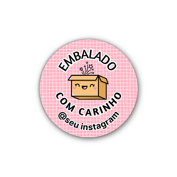 48 Adesivos c/ Instagram - Embalado Com Carinho (rosa,caixa)