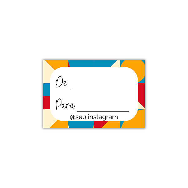 MODELO 8 - 50 Adesivos De: Para: Com Instagram