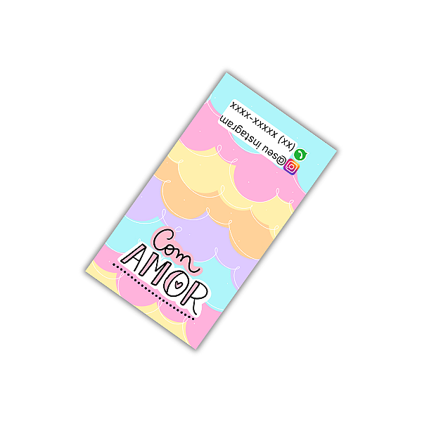 Lacre Adesivos - Com Amor (colorido) (9x5 cm)