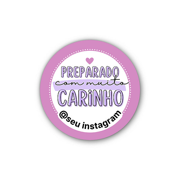 48 Adesivos c/ Instagram - Preparado Com Muito Carinho (lilas)