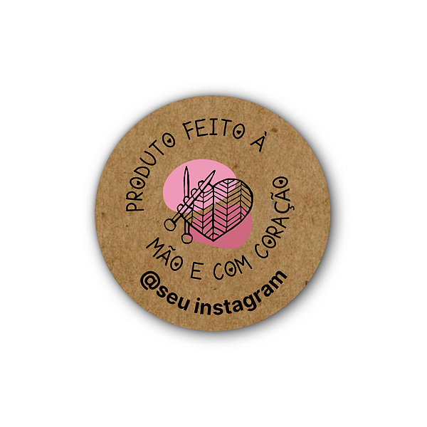 48 Adesivos c/ Instagram - Produto Feito à Mão e Com Coração (kraft,coração novelo)