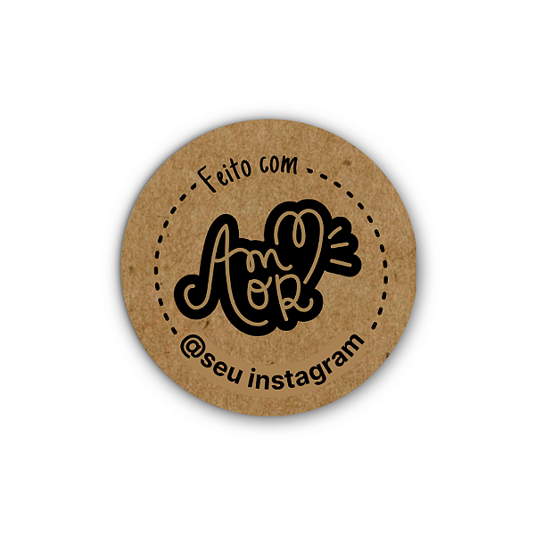 48 Adesivos c/ Instagram - Feito Com Amor (kraft,coração)