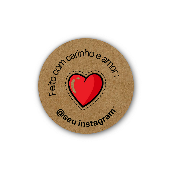 48 Adesivos c/ Instagram - Feito Com Carinho e Amor (kraft)