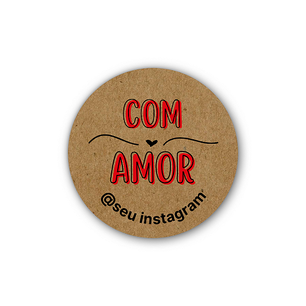 48 Adesivos c/ Instagram - Com Amor (kraft)