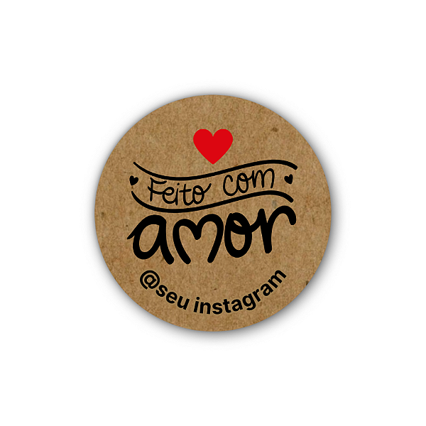 48 Adesivos c/ Instagram - Feito com amor (kraft)