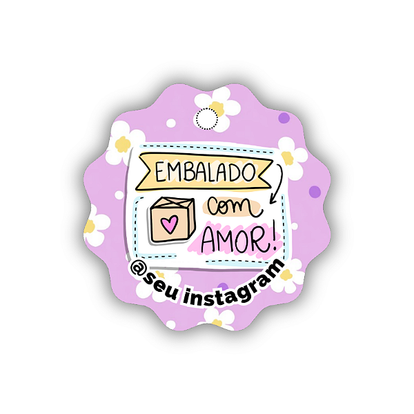 100 Tags - Embalado Com Amor (lilas flores) (5 cm)