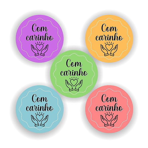 100 Mini Adesivos - Com Carinho