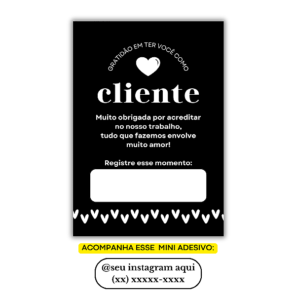 Nº 26 - 100 Mini Panfleto + 100 Mini Adesivos c/ Instagram e Whatsapp