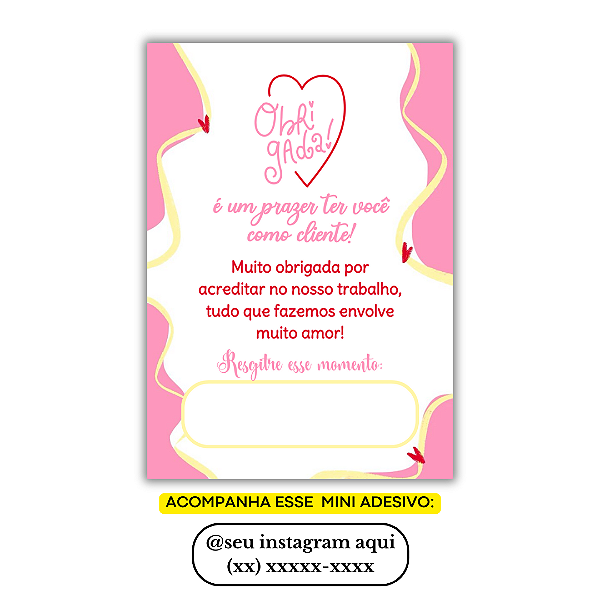 Nº 27 - 100 Mini Panfleto + 100 Mini Adesivos c/ Instagram e Celular