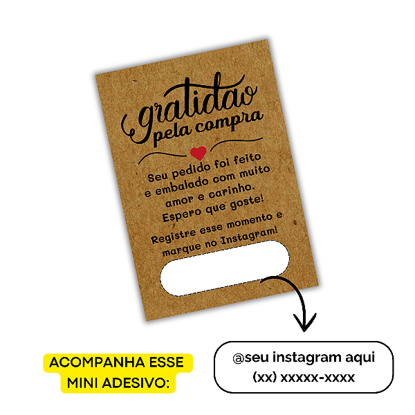 Nº 19 - 100 Mini Panfleto + 100 Mini Adesivos C/ Instagram e Telefone