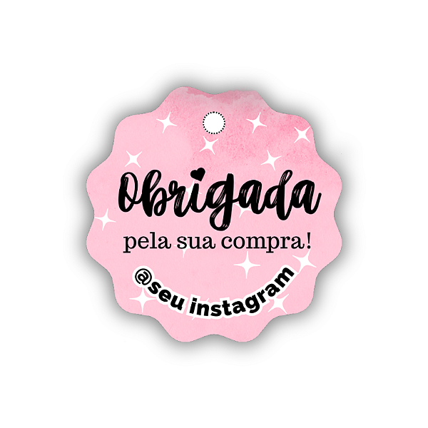 100 Tags - Obrigada Pela Compra (rosa,estrelas) (5cm)