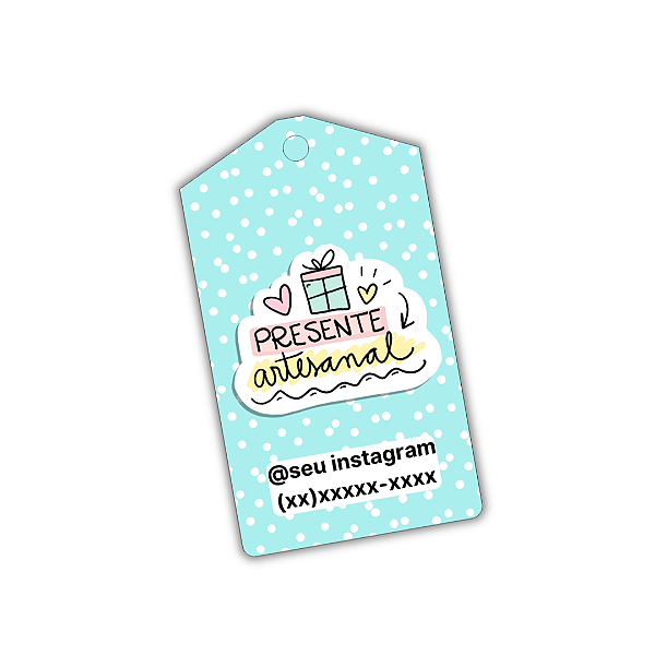 100 Tags - Presente Artesanal (azul) 7x4 cm