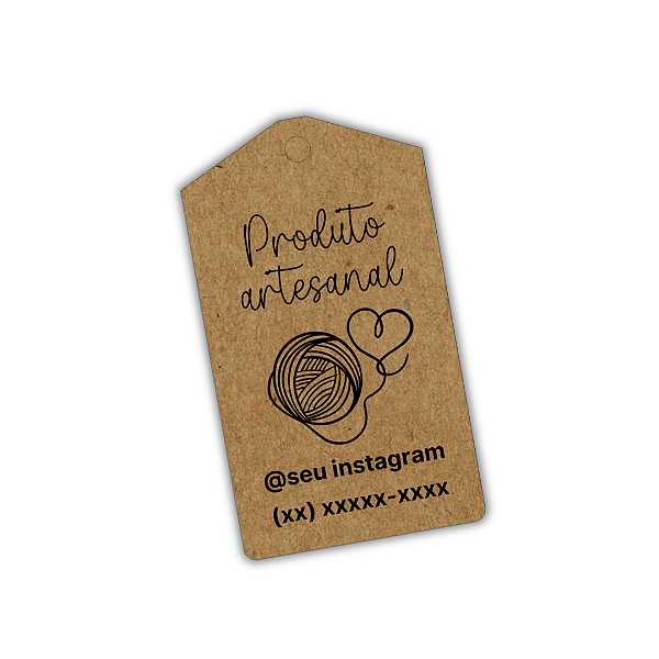100 Tags Kraft - Produto Artesanal Crochê 7x4 cm