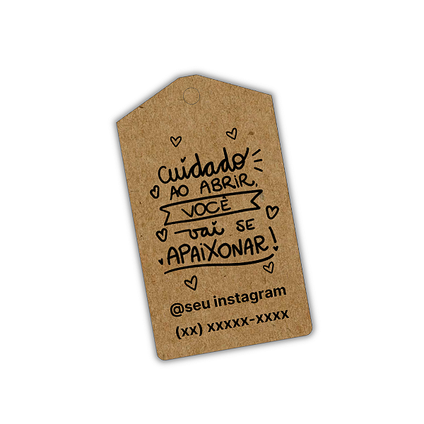 100 Tags Kraft - Cuidado Ao Abrir Você Vai Se Apaixonar  7x4 cm
