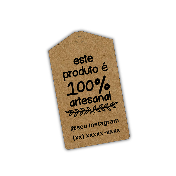 100 Tags Kraft - Este Produto é 100% Artesanal 7x4 cm