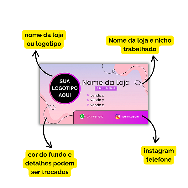 MODELO 8 - Cartão de Visita Com Texto, Instagram e Whatsapp