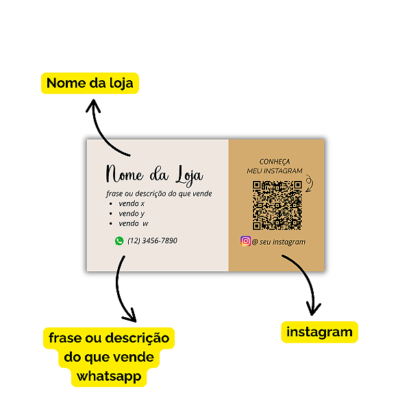 MODELO 15 - Cartão de Visita Com Texto, Instagram e Whatsapp