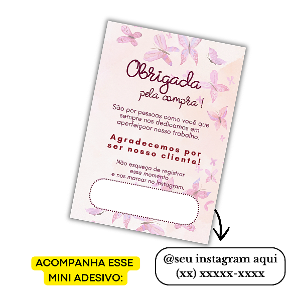 Nº 1 -100 Mini Panfleto + 100 Mini Adesivos C/ Instagram e Telefone