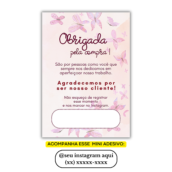 Nº 1 - 100 Mini Panfleto + 100 Mini Adesivos c/ Instagram e Celular