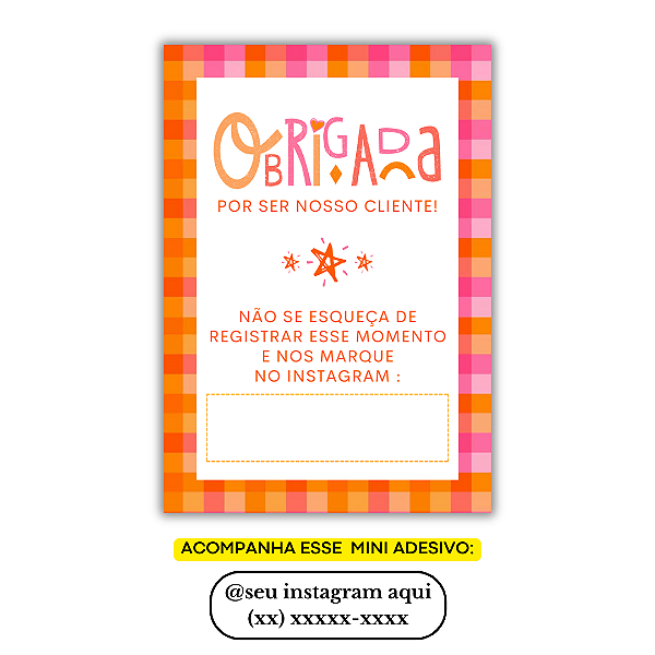 Nº 30 - 100 Mini Panfleto + 100 Mini Adesivos c/ Instagram e Celular