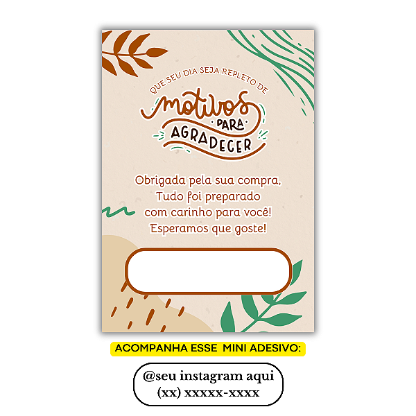 Nº 3 - 100 Mini Panfleto + 100 Mini Adesivos c/ Instagram e Celular