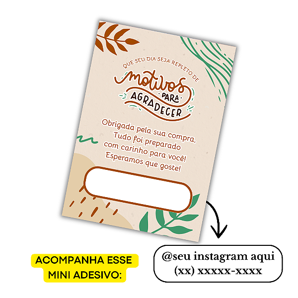 Nº 3 -100 Mini Panfleto + 100 Mini Adesivos C/ Instagram e Telefone