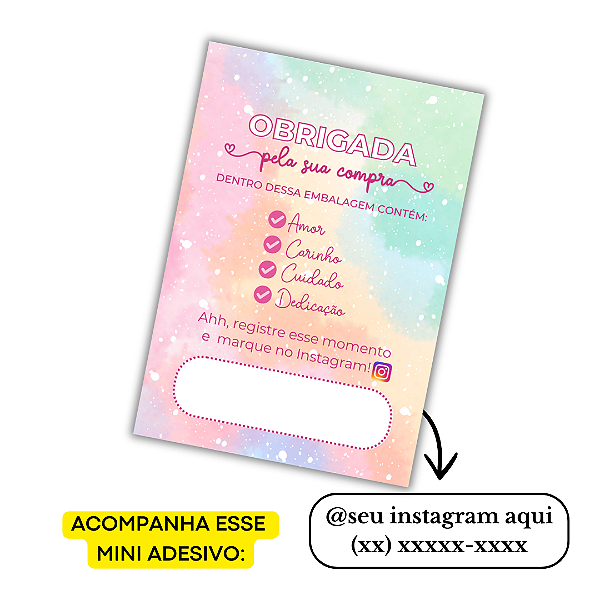 Nº 4 -100 Mini Panfleto + 100 Mini Adesivos C/ Instagram e Telefone