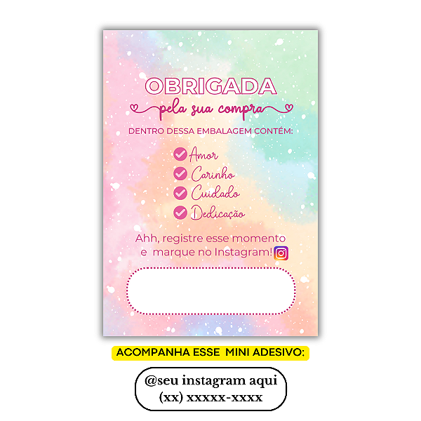 Nº 4 - 100 Mini Panfleto + 100 Mini Adesivos c/ Instagram e Celular